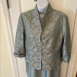 Formal Set Beaded High Neck Jacket+ Sleeveless Maxi  Sheath Dress Womens
